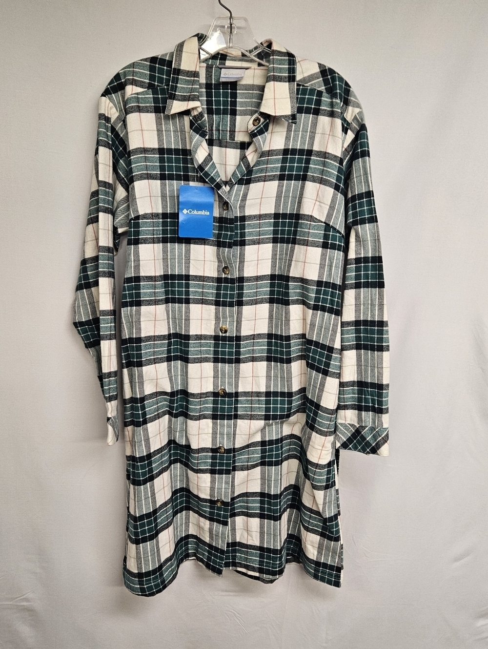 Columbia Women's Plaid Flannel Shirt Dress Belted Button Down Long Sleeve Medium